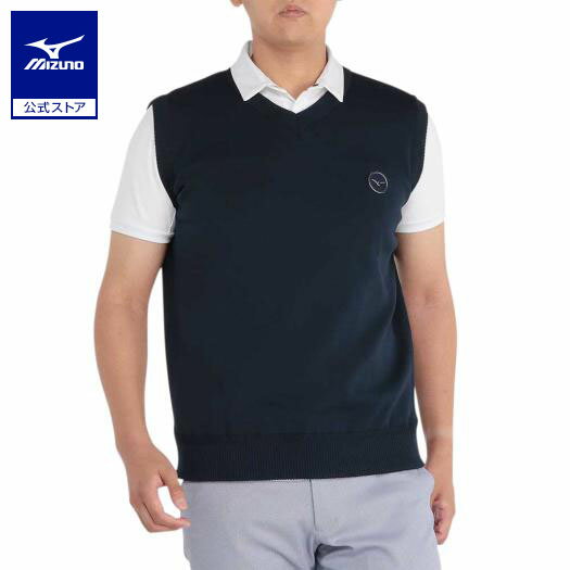 ミズノ公式 ライトニットロゴジャガードベスト メンズ ディープネイビー