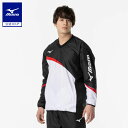 ミズノ公式 ウィンドブレーカーシャツ 総裏メッシュ/ラケットスポーツ ユニセックス ブラック×レッド