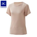 ミズノ公式 【汗処理/通気】カルエアーアンダークルーネック半袖シャツ レディース ベージュ 吸汗速乾 通気性 軽量 ワキパッド付 ビジネス アウトドア インナー...