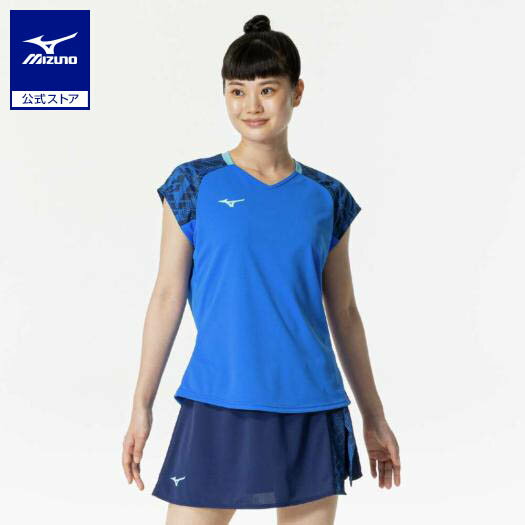 ミズノ公式 ゲームシャツ ラケットスポーツ レディース ブルー