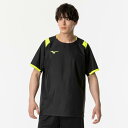ミズノ公式 Basic半袖ピステ バレーボール ユニセックス ブラック×セーフティイエロー