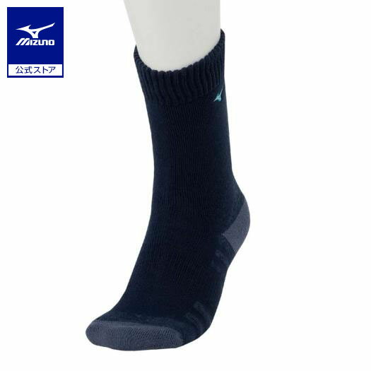 ミズノ公式 【発熱素材】デラックスウォームソックス ミドル丈 メンズ ディープネイビー