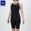 ミズノ公式 アクアフィットネス用EZ SWIM オールインワン レディース ブラック×ローズ×オーロラピンク