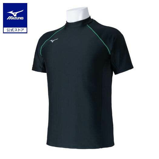 ミズノ公式 ラッシュガード ユニセックス ブラック×グリーン