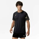 ミズノ公式 N-XTプラクティスシャツ 半袖 バレーボール ユニセックス ブラック×ゴールド