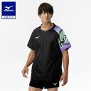 ミズノ公式 N-XTピステ 半袖 バレーボール ユニセックス ブラック×ネオミント