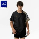 ミズノ公式 N-XTピステ 半袖 バレーボール ユニセックス ブラック×ゴールド
