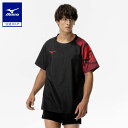 ミズノ公式 N-XTピステ 半袖 バレーボール ユニセックス ブラック×レッド