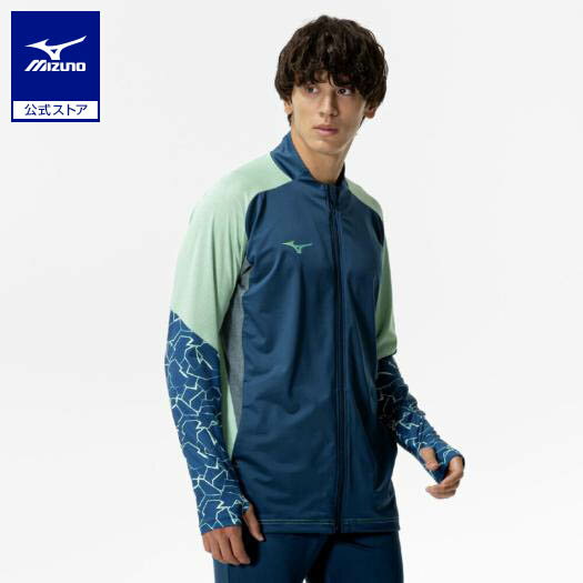 【楽天スーパーSALE割引】ミズノ公式 トレーニングトップ フルジップ ユニセックス ブルーオパール×ネオミント クリアランス
