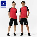 ミズノ公式 Tシャツ/ハーフパンツセット ジュニア ブラック×ハイリスクレッド 新生活 新学期 運動会 クリアランス