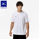 ミズノ公式 ナビドライTシャツ 半袖/丸首 メンズ ホワイト×ブラック