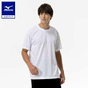 ミズノ公式 ナビドライTシャツ 半袖/丸首 メンズ ホワイト×ホワイト