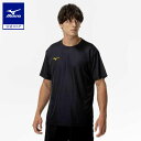 ミズノ公式 ナビドライTシャツ 半袖/丸首 メンズ ブラック×ゴールド