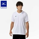 ミズノ公式 ナビドライTシャツ 半袖/Vネック メンズ ホワイト×ブラック