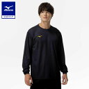 ミズノ公式 ナビドライTシャツ 長袖/丸首 メンズ ブラック×ゴールド