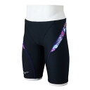 ミズノ公式 競泳練習用ハーフスパッツ ジュニア ブラック×パープル