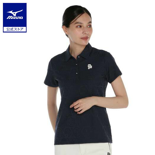 ミズノ公式 【MGFコレクション】ロゴジャカード半袖シャツ レディース ネイビー