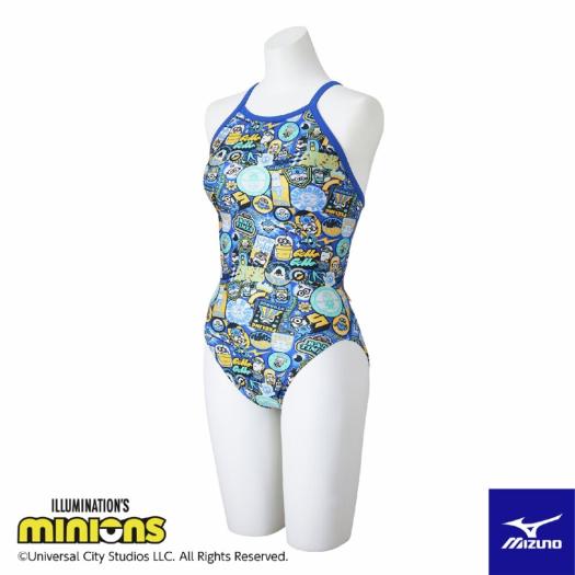ミズノ公式 競泳練習用【ミニオン】ミディアムカット ジュニア ブルー