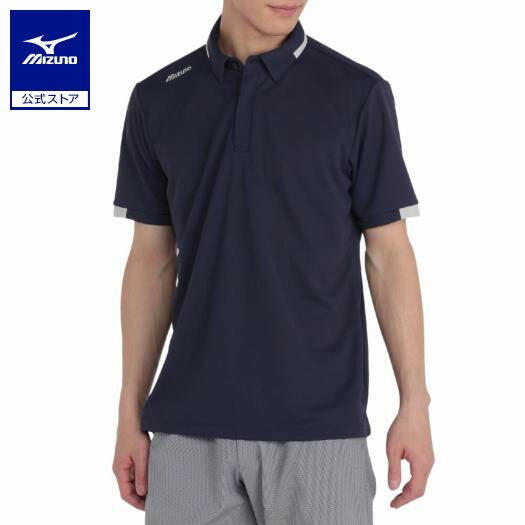 ミズノ公式 【接触冷感/遮熱素材】アイスタッチソーラーカット半袖共衿シャツ【驚着極涼】 メンズ ディープネイビー クリアランス
