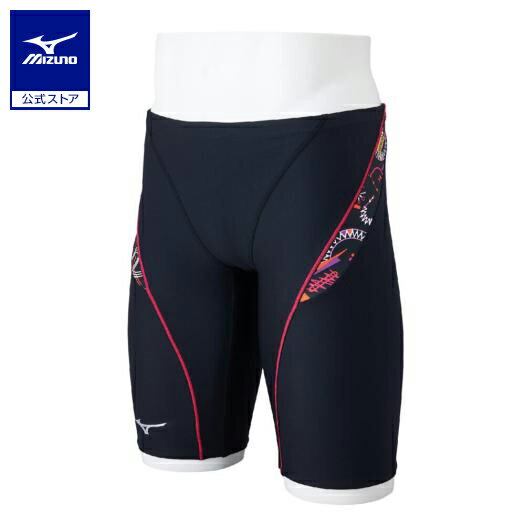 ミズノ公式 競泳練習用ハーフスパッツ メンズ ブラック×ピンク