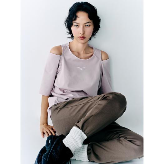 ミズノ公式 【ミズノ直営店限定】カットアウトデザインTシャツ レディース グレイッシュピンク