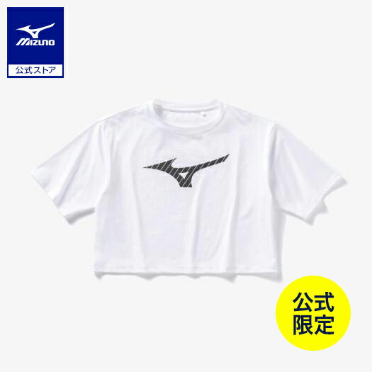 ミズノ公式 【ミズノ直営店限定】ビッグロゴクロップドTシャツ ワイドシルエット レディース ホワイト