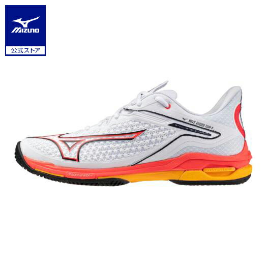 ミズノ公式 【オールコート用】ウエーブエクシードツアー6 AC ユニセックス ホワイト×コーラル×シトラス