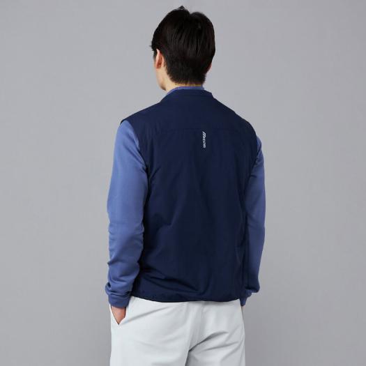 ミズノ公式 ゴルフウェア 秋冬 メンズ ネクスライトエアストレッチベスト 中綿 温かい 軽量 ストレッチ ディープネイビー