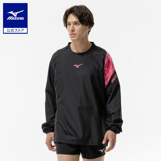 ミズノ公式 Basicウォーマーシャツ 長袖/バレーボール ユニセックス ブラック×コーラル