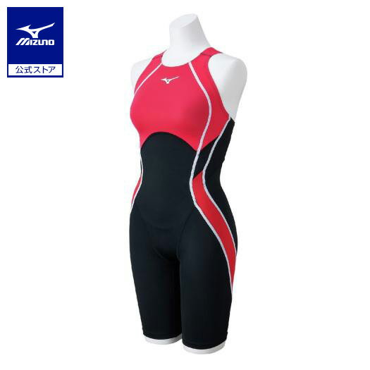 ミズノ公式 競泳用【GX・SONIC STREAM】ハーフスーツ レースオープンバック レディース ブラック×ピンク