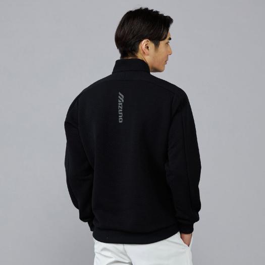 ミズノ公式 【吸湿発熱】ブレスサーモリップルキルトハーフジップアッププルオーバー メンズ ブラック