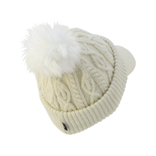 ミズノ公式 【吸湿発熱】ブレスサーモMGロゴケーブルニットキャップ ツバ付 レディース オフホワイト