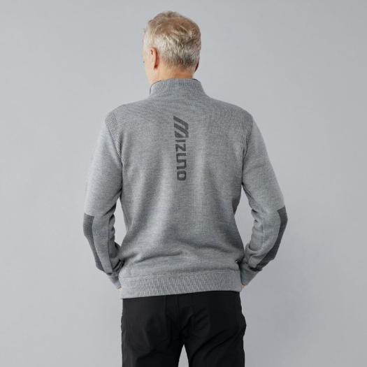 ミズノ公式 MIZUNOハーフジップアップセーター メンズ グレー杢