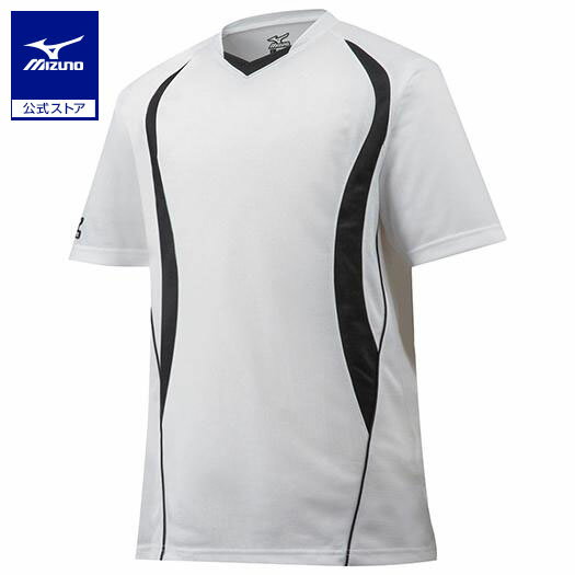 野球 ユニフォームシャツ ベースボールシャツ 定番 ミズノ公式 Vネック ホワイト×ブラック 練習用 12JC..