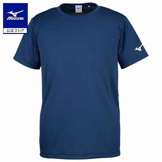 ミズノ公式 Tシャツ 袖ランバードロゴ ユニセックス ドレスネイビー