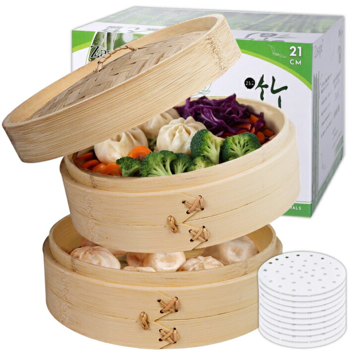 せいろ蒸し器　21cm　22cm 2段 セイロ用紙30枚付き