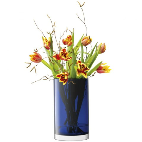 LSA FLOWER COLOUR Cylinder Vase /Lantern【コバルト】 H25cm ＜箱入り＞【花瓶、ランタン】