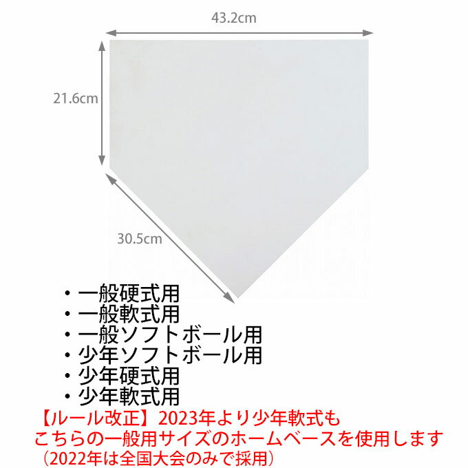 SSK（エスエスケイ）一般用 ゴムホームベース 厚さ10mm（YHN10）（公式規格品/野球/硬式用/軟式用/ソフトボール用/少年野球/少年軟式/大人用/一般用） 2