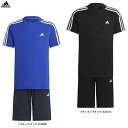 ◆メール便対応商品◆adidas（アディダス）トレイン エッセンシャルズ AEROREADY スリーストライプス レギュラーフィット トレーニング 上下セット（ECM35）（スポーツ/トレーニング/Tシャツ/ハーフパンツ/セットアップ/ウェア/半袖/子供用/キッズ/ジュニア）