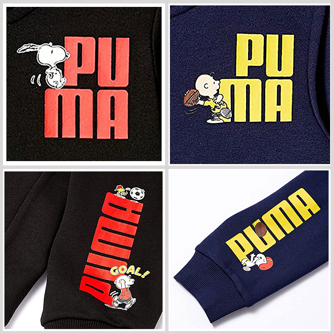 PUMA（プーマ）X PEANUTS フーデッドジャケット パンツ 上下セット（589364/589367）（スポーツ/トレーニング/スヌーピー/パーカー/フードあり/スウェット上下セット/子供用/ジュニア/キッズ）