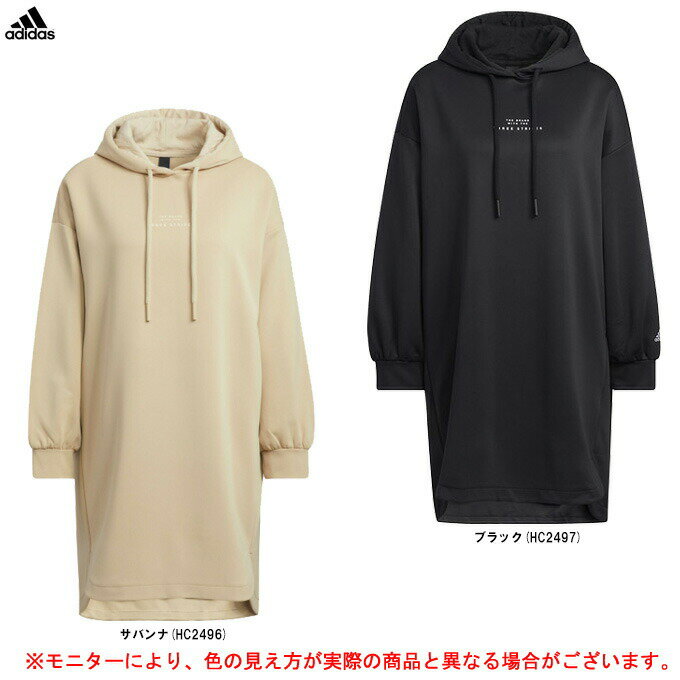 adidas（アディダス）W PRSVE フードチュニックワンピース（VD366）（スポーツ/トレーニング/カジュアル/フィットネス/パーカー/ルームウェア/部屋着/フードあり/長袖/女性用/レディース）