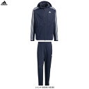 adidas（アディダス）デニムルック レギュラーフィット ストレッチウーブン フーデッドトラックトップ トラックパンツ 上下セット（BXF22/BXF23）（スポーツ/トレーニング/ランニング/フードあり/ウェア/ウインドブレーカー/ジャケット/長袖/男性用/メンズ）