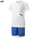 ◆メール便対応商品◆PUMA（プーマ）LOGOLAB Tシャツ＆ショーツセット（675805）（スポーツ/トレーニング/Tシャツ/ハーフパンツ/セットアップ/ウェア/半袖/子供用/キッズ/ジュニア）