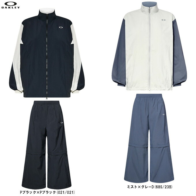 ■品番 FOA500935/FOA500953 ■商品説明 軽いけどしっかりしたナイロン素材1枚で仕立てたウィンドジャケットとパンツのセットアップ。 身体を締めつけないゆったりとしたシルエットはOAKLEYらしいオーガニックシェイプカッティングを描き、動きやすさも着心地もストレスフリー。 スポーティな中にも洗練されたムードをまとった一着が、アクティブな毎日を軽やかに彩ります。 膝から下が取り外せられるコンバーチブル仕様なので着方の幅が広がります。 【機能】撥水、紫外線保護UPF50+、軽量 ■素材 ナイロン100% ■カラー Pブラック×Pブラック(021/021) ミスト×グレーD(68S/23B) ■サイズ OAKLEY WOMEN'S SIZE サイズ：身長 / 胸囲 / 胴囲 JPN/M(US/S)：155-165 / 80-86 / 61-67 JPN/L(US/M)：160-170 / 83-89 / 64-70 JPN/XL(US/L)：165-175 / 86-92 / 67-73 ※ご購入の際は、日本サイズ(JPN)でお選び下さいませ。 ■当社在庫商品