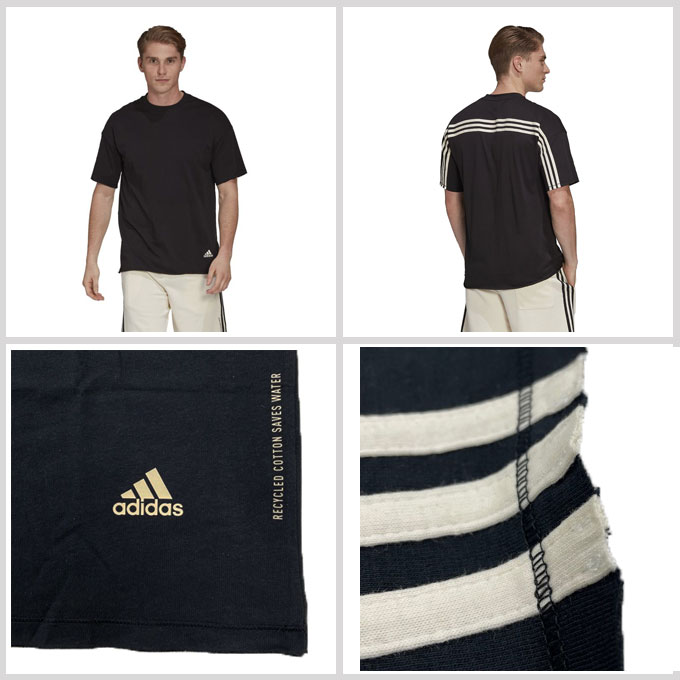 adidas（アディダス）リサイクルコットン 上下セット（GLD71/GLD70）（セットアップ/Tシャツ/スウェットハーフパンツ/スポーツ/トレーニング/フィットネス/ウエア/半袖/パンツ/カジュアル/夏用/男性用/メンズ）