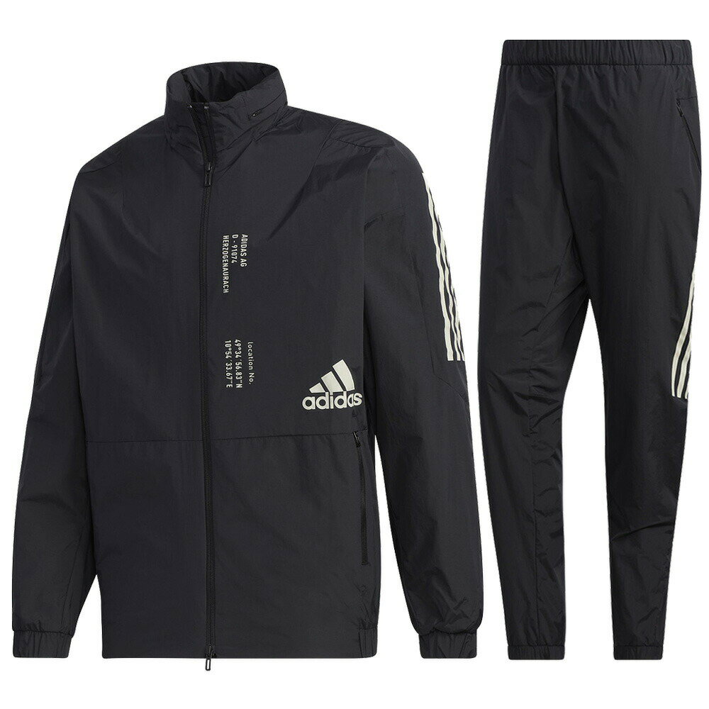 adidas（アディダス）M MHS ウインドジャケット パンツ 上下セット（IXG33/IXG27）（スポーツ/トレーニング/ウィンドブレーカー上下セット/フードあり/長袖/ウェア/セットアップ/男性用/メンズ）