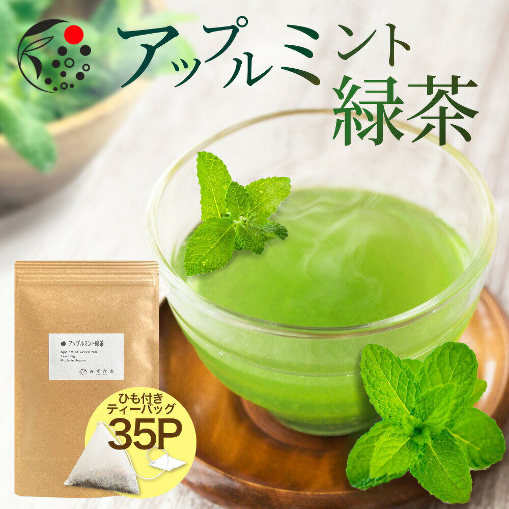 【お買い物マラソン開催中】 ハーブティー ブレンド アップルミント×緑茶 2.5g×35p ティーバッグ お茶 アイスティー 水出し 国産 アフタヌーンティー 冷茶 水出し ハーブ フレッシュ 爽やか 甘さ ひも付き