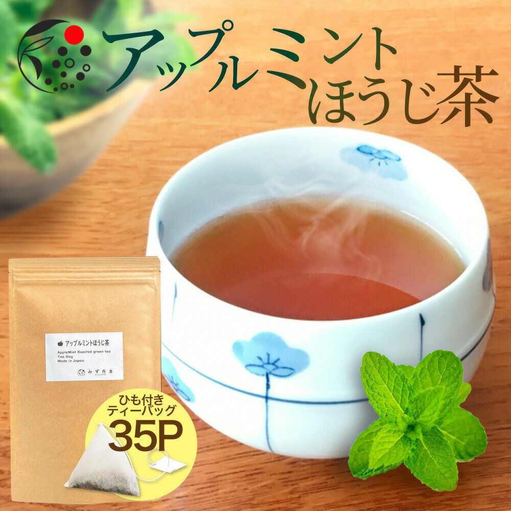 【お買い物マラソン開催中】 ハーブティー ブレンド アップルミント×ほうじ茶 2.5g×35p ティーバッグ お茶 アイスティー 水出し 国産 アフタヌーンティー 冷茶 水出し ハーブ フレッシュ 爽やか 甘さ ひも付き