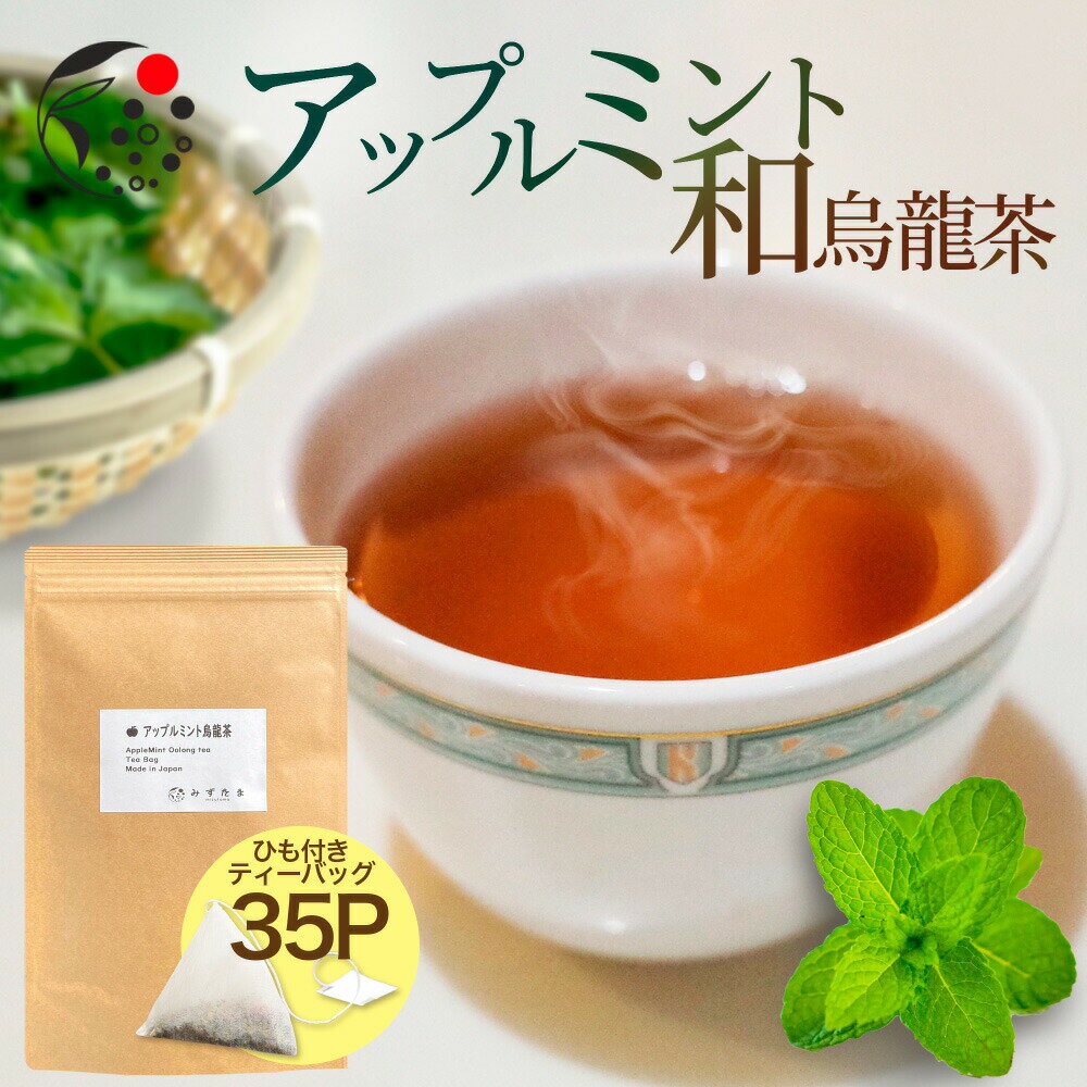 【お買い物マラソン開催中】 ハーブティー ブレンド アップルミント×烏龍茶 2.5g×35p ティーバッグ お茶 アイスティー 水出し 国産 アフタヌーンティー 冷茶 水出し ハーブ フレッシュ 爽やか 甘さ ひも付き