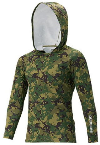 【お買い得!!】【シマノ】2019SUN PROTECTION ロングスリーブフーディシャツIN-062Qカラー：ベージュウィードカモサイズ：M【4969363635174】【メーカー希望小売価格の半額!!】